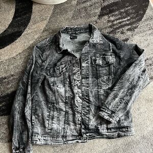 Men's Washed Black Denim Trucker Jacket